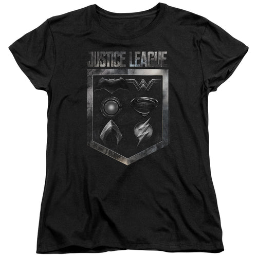 Justice League Shield Of Emblems Womens T-Shirt