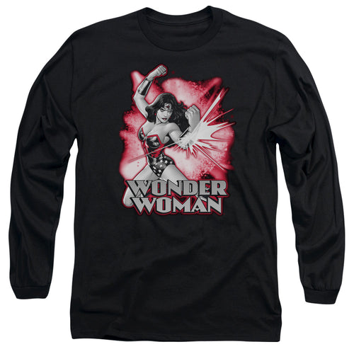 Wonder Woman Red and Gray Logo Long Sleeve T-Shirt