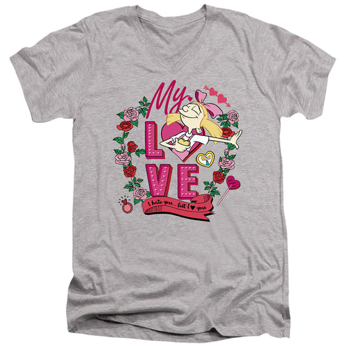 Hey Arnold Valentine'S Day Helga, I Hate You, But Love You V-Neck T-Shirt