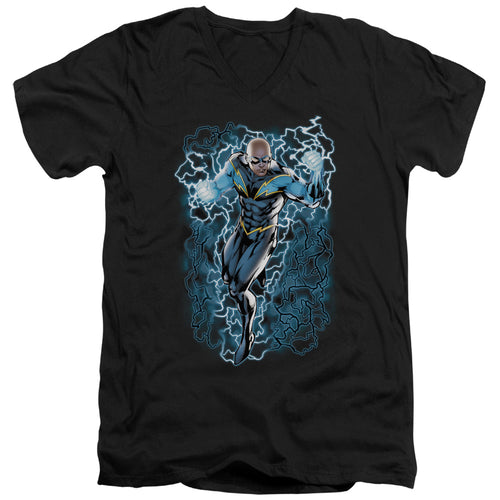 Justice League Black Lightning Bolts V-Neck T-Shirt