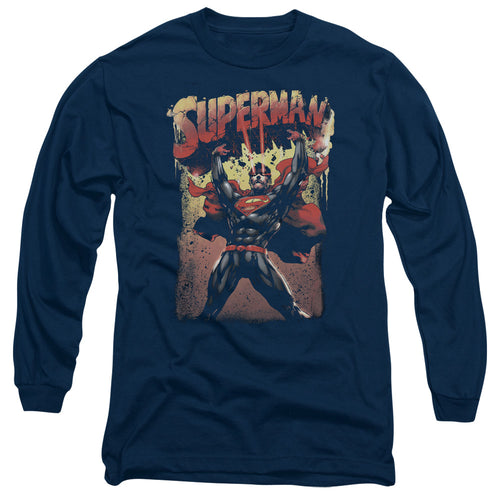 Superman Lift Up Navy Long Sleeve T-Shirt
