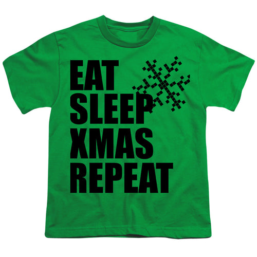 Christmas Eat Sleep Xmas Repeat Kelly Green Youth/Toddler T-Shirt