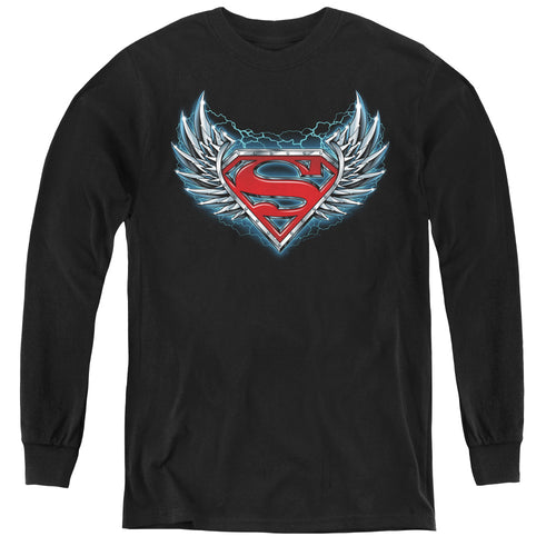 Superman Steel Wings Logo Youth Long Sleeve T-Shirt