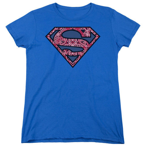 Superman Paisley Shield Womens T-Shirt