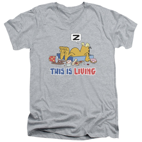 Garfield This Is Living V-Neck T-Shirt