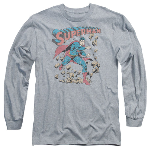 Superman Mad at Rocks Long Sleeve T-Shirt