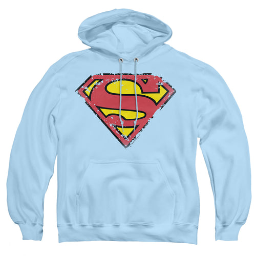 Superman Distressed Shield Light Blue Pullover Hoodie