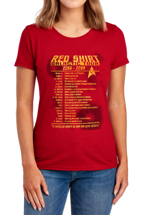 Star Trek Red Shirt Galactic Tour Womens T-Shirt