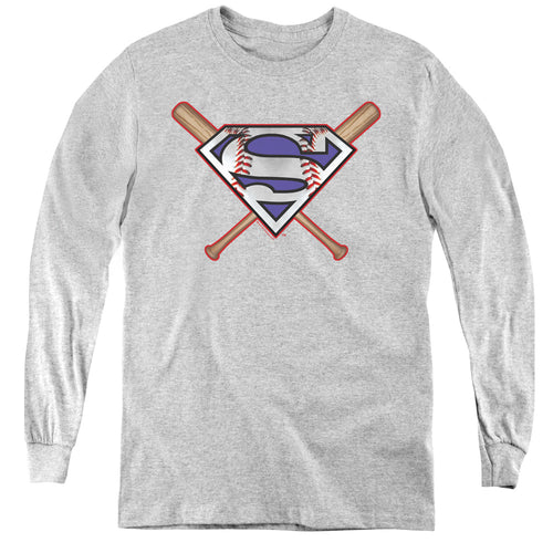Superman Crossed Bats Youth Long Sleeve T-Shirt