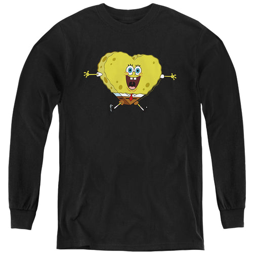 Spongebob Squarepants Valentine's Day Heart-shaped Sponge Youth Long Sleeve T-Shirt