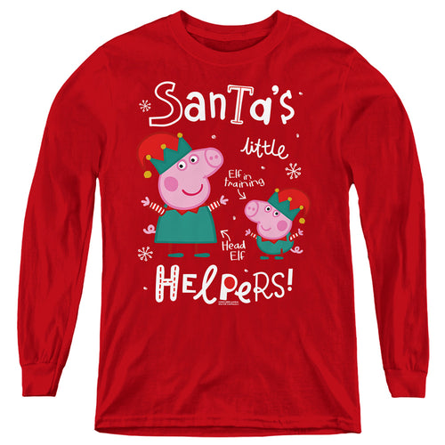 Peppa Pig And George Pig, Merry Christmas Elves Youth Long Sleeve T-Shirt