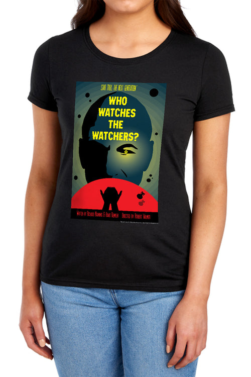 Star Trek Who Watches the Watchers Black Womens T-Shirt