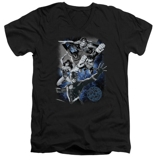 Justice League Galactic Attack Nebula V-Neck T-Shirt