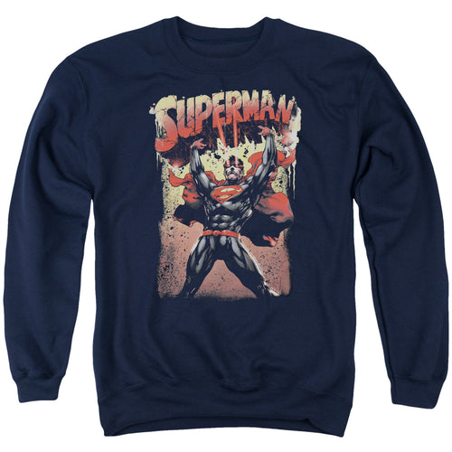 Superman Lift Up Navy Crewneck Sweatshirt