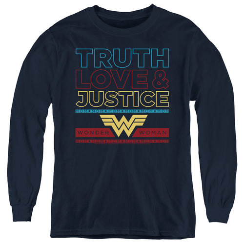 Wonder Woman 1984 Truth Love Justice Stacked Youth Long Sleeve T-Shirt