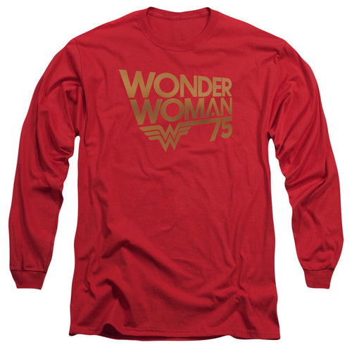 Wonder Woman 75th Anniversary Gold Logo Long Sleeve T-Shirt