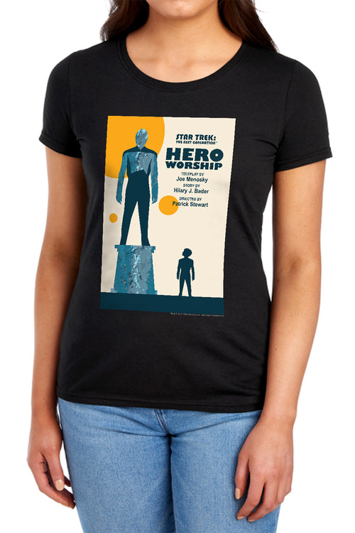 Star Trek Hero Worship Black Womens T-Shirt
