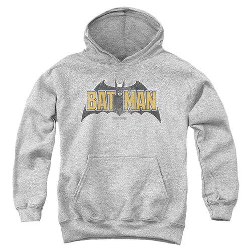 The Batman Vintage Bat Logo on Gray Youth Hoodie