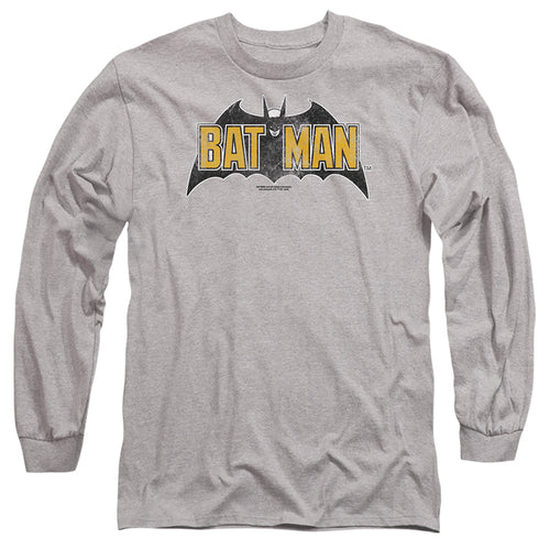 The Batman Vintage Bat Logo on Gray Long Sleeve T-Shirt
