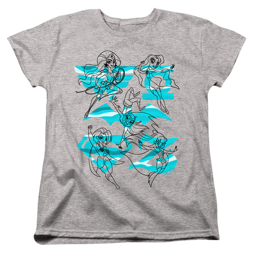 DC Super Hero Girls Line Art Group Womens T-Shirt