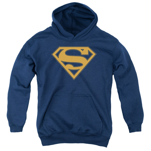 Superman Navy & Orange Shield Navy Youth Hoodie