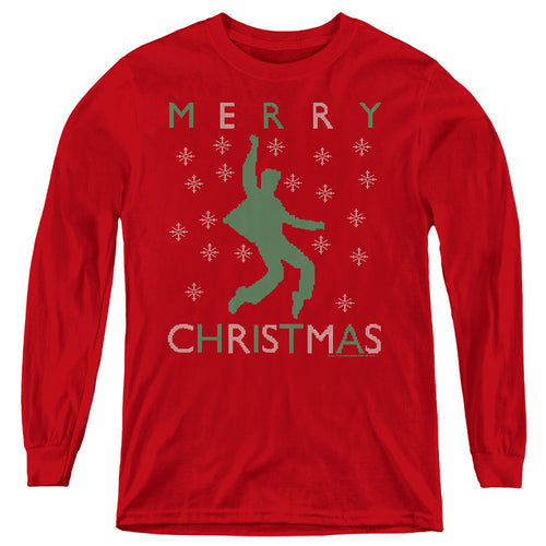 Elvis Presley Dancing Ugly Christmas Youth Long Sleeve T-Shirt
