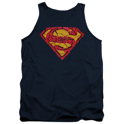 Superman Shattered Shield Navy Tank Top
