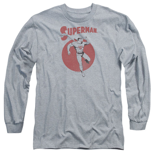 Superman Vintage Sphere Athletic Heather Long Sleeve T-Shirt