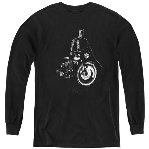 The Batman And His Motorcycle Youth Long Sleeve T-Shirt
