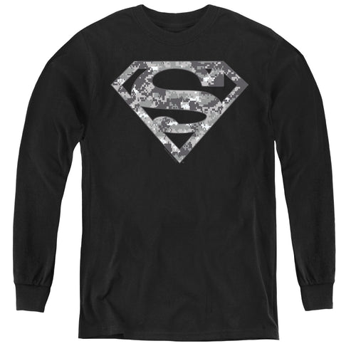 Superman Urban Camo Shield Youth Long Sleeve T-Shirt