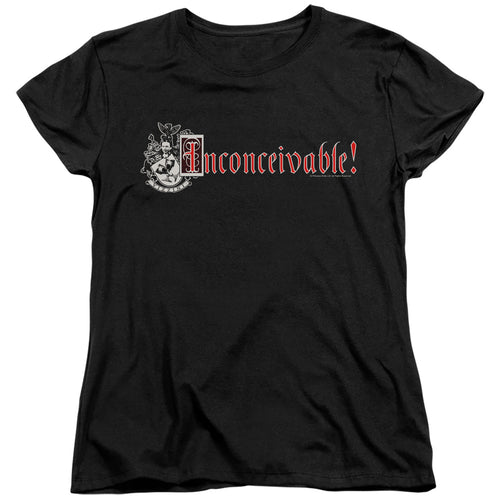 The Princess Bride Vizzini Crest Black Womens T-Shirt