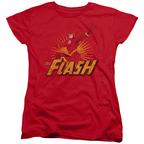 Justice League Flash Rough Distress Womens T-Shirt