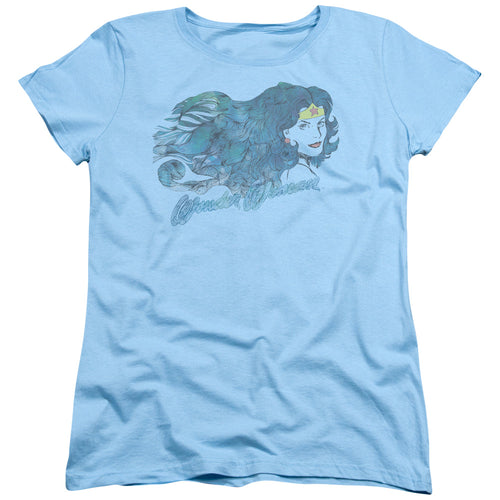 Justice League Watercolor Hair Womens T-Shirt