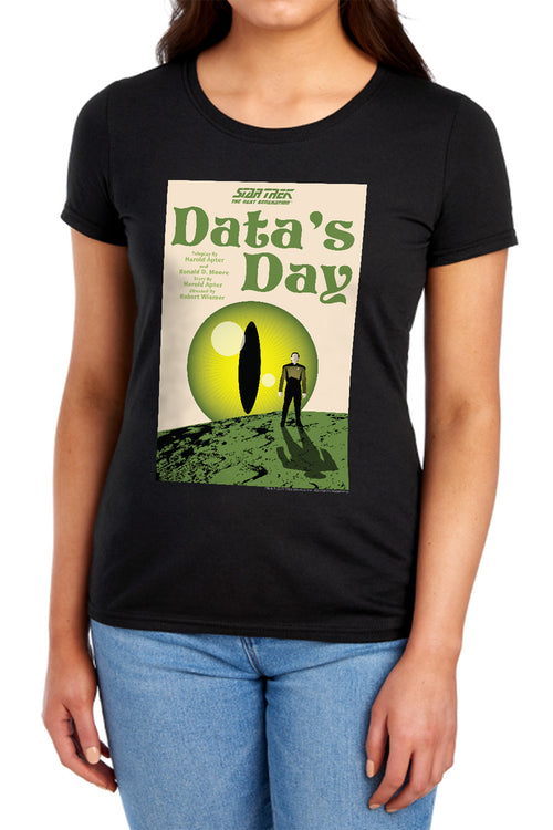 Star Trek Data's Day Black Womens T-Shirt