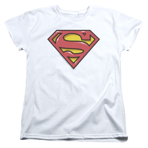 Superman Airbrush Shield Womens T-Shirt