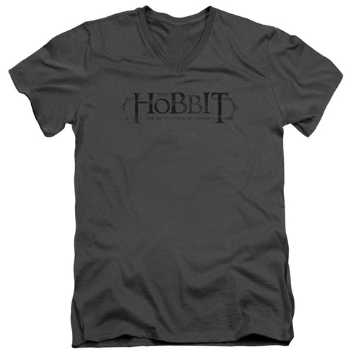 The Hobbit Ornate Logo Charcoal V-Neck T-Shirt
