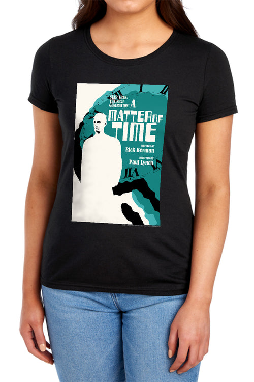 Star Trek A Matter of Time Black Womens T-Shirt