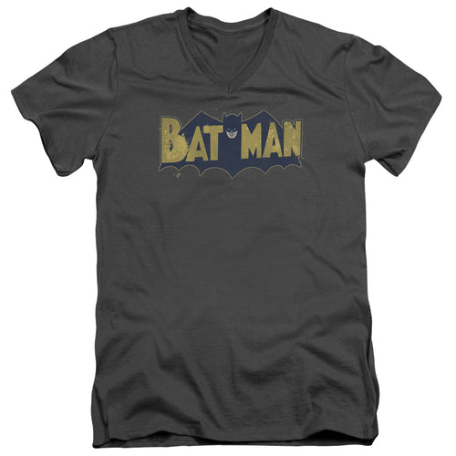 Batman Vintage Logo Splatter V-Neck T-Shirt