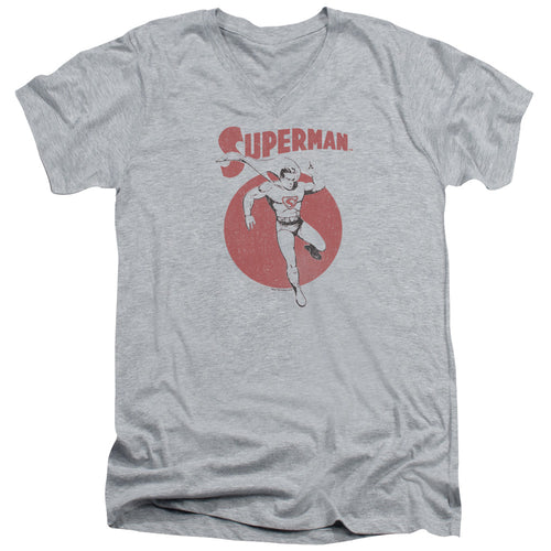 Superman Vintage Sphere Athletic Heather V-Neck T-Shirt