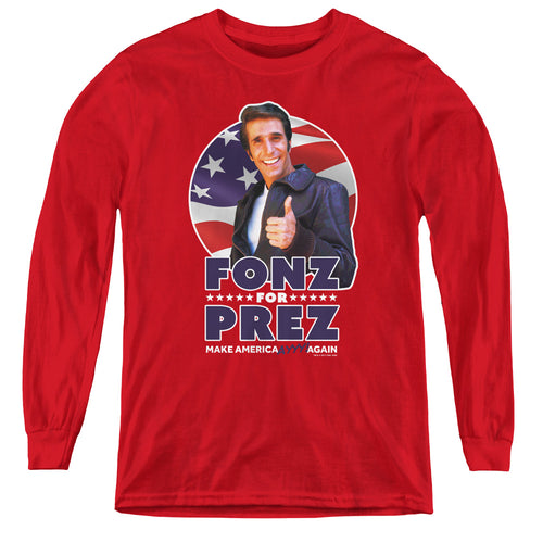 Happy Days Fonz For Prez Youth Long Sleeve T-Shirt