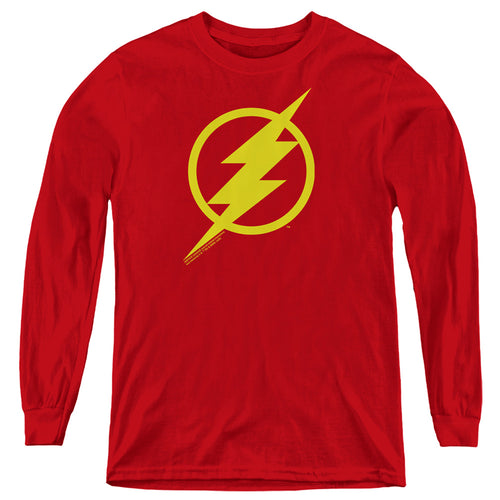 Justice League Flash Solid Color Youth Long Sleeve T-Shirt