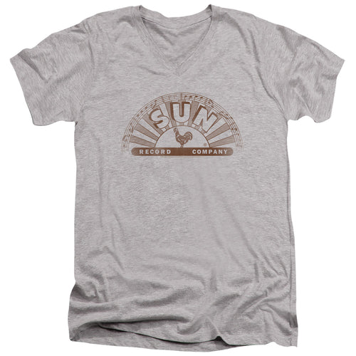 Sun Records Half Logo Distressed V-Neck T-Shirt
