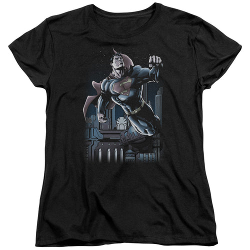 Superman Night Fight Womens T-Shirt