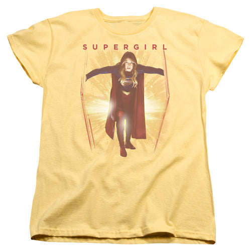 Supergirl Through the Door Womens T-Shirt