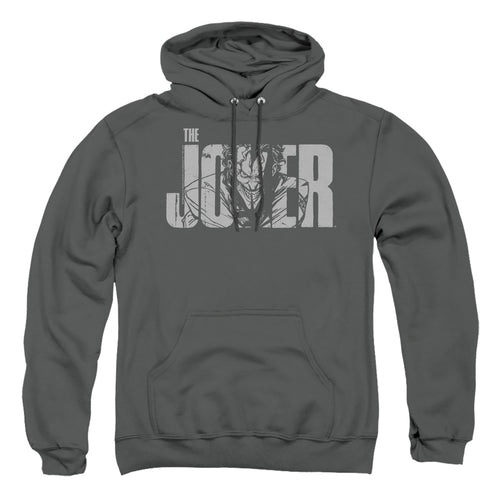 The Batman Joker Text on Gray Pullover Hoodie