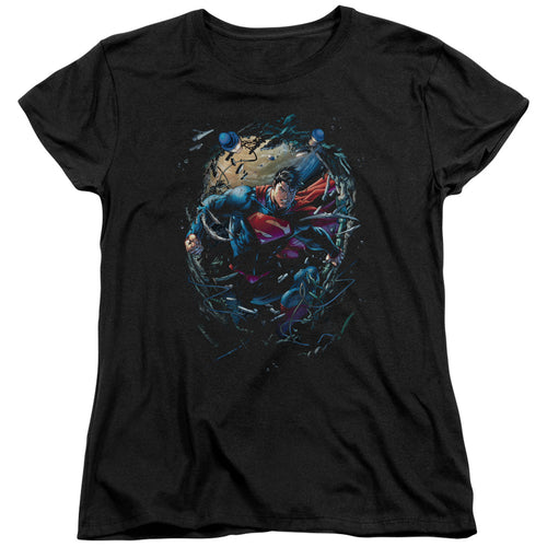 Superman Breaking Space Womens T-Shirt