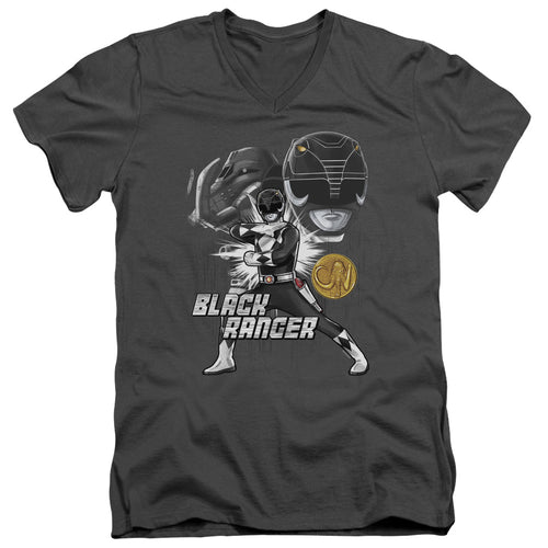 Mighty Morphin Power Rangers Black Ranger V-Neck T-Shirt