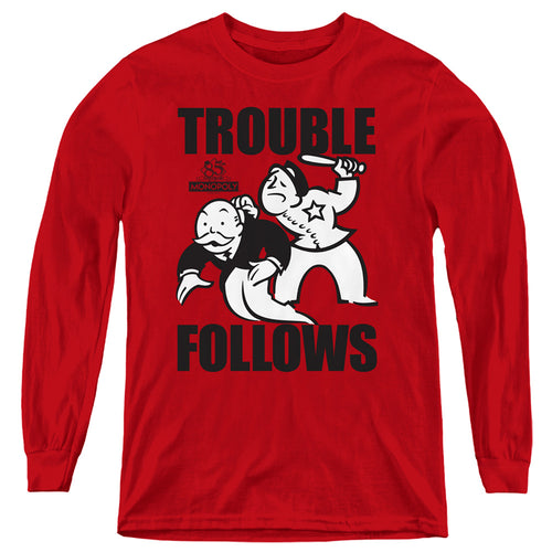 Monopoly Trouble Follows Youth Long Sleeve T-Shirt