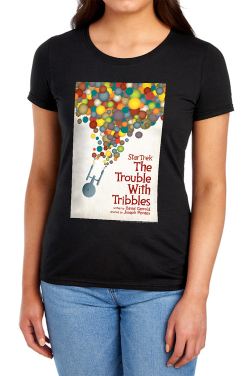 Star Trek Juan Ortiz The Trouble With Tribbles Black Womens T-Shirt
