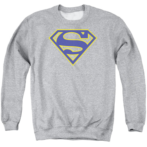 Superman Maize & Blue Shield Athletic Heather Crewneck Sweatshirt